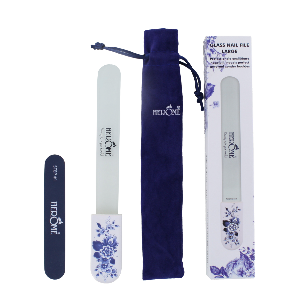 Glass Nail File - Large "Delft Blue"