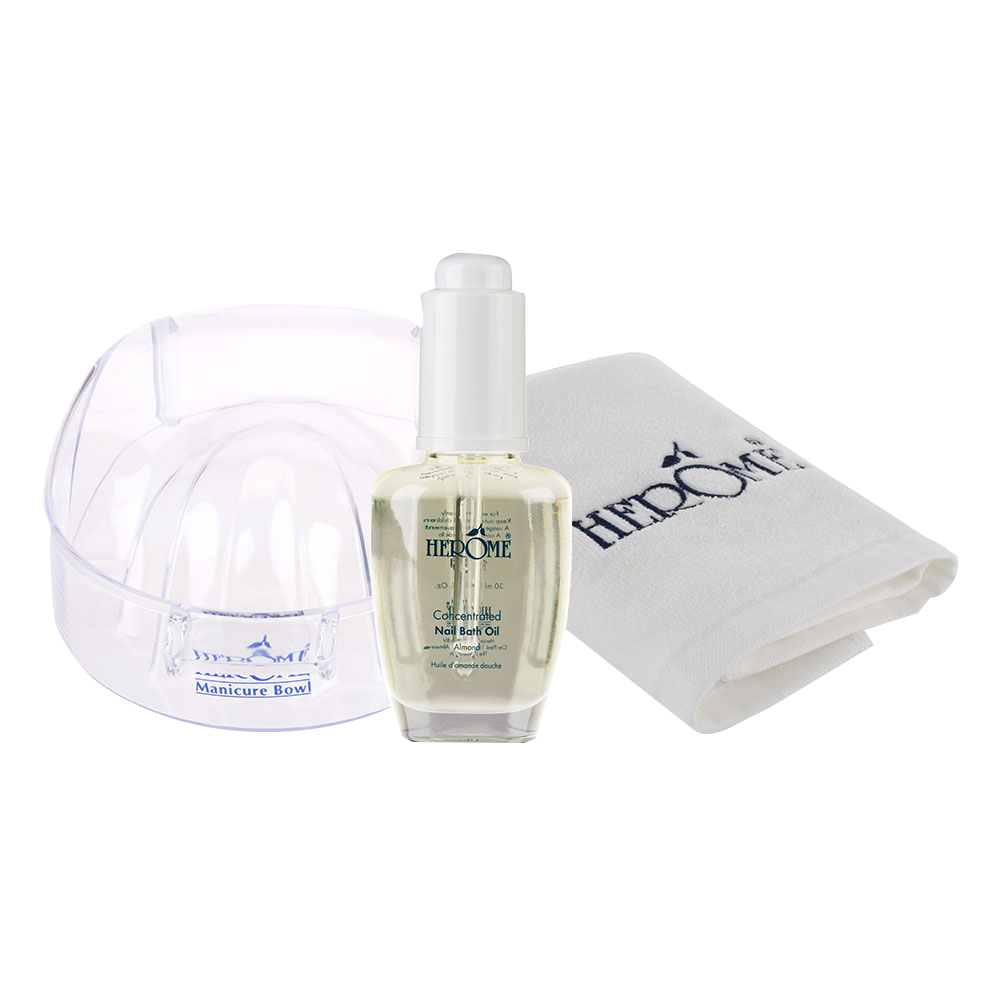 Concentrated Nail Bath Oil &amp; Manicure Bowl with guest towel gift