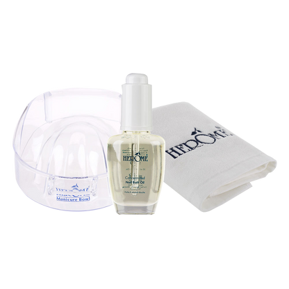 Concentrated Nail Bath Oil &amp; Manicure Bowl with guest towel gift