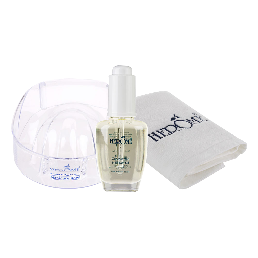 Concentrated Nail Bath Oil & Manicure Bowl with guest towel gift